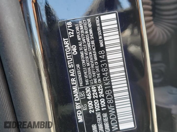 2019 Mercedes-Benz C 300 z VIN WDDWF8DB1KR483148, wystawiony jako Copart lot #56566925 z przebiegiem Nie podano mil oraz Czysty tytuł • Clean title. Historia ofert i sprzedaży dostępna na DreamBid. Obrazek 13.