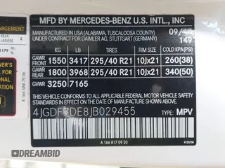 2018 Mercedes-Benz GLS 550 with VIN 4JGDF7DE8JB029455, listed as a IAAI auction lot 41674129 with 67,209 mi miles and . Bid and sale history available at DreamBid. Image 9.