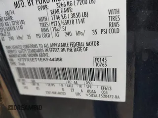 2014 Ford F-150 XL z VIN 1FTFX1ET1EKF44386, wystawiony jako IAAI lot #42459023 z przebiegiem 104 666 mil mil oraz . Historia ofert i sprzedaży dostępna na DreamBid. Obrazek 9.