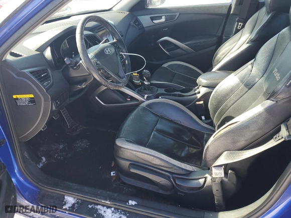 2013 Hyundai Veloster Turbo w/Black Int with VIN KMHTC6AE8DU179075, listed as a Copart auction lot 45957895 with 124,256 mi miles and Salvage Title. Bid and sale history available at carsss.com. Image 7.