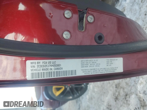 2022 Dodge Challenger R/T Scat Pack z VIN 2C3CDZFJ7NH253801, wystawiony jako Copart lot #42668345 z przebiegiem 62 477 mil mil oraz Szkoda całkowita • Salvage title. Historia ofert i sprzedaży dostępna na DreamBid. Obrazek 12.
