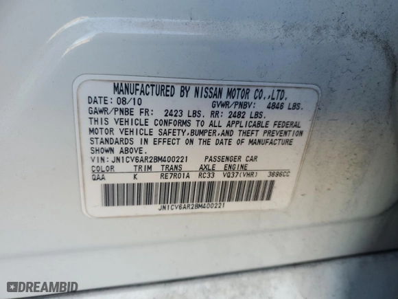 2011 Infiniti G37 Sedan x with VIN JN1CV6AR2BM400221, listed as a Copart auction lot 48628405 with 144,409 mi miles and Salvage Title. Bid and sale history available at carsss.com. Image 13.