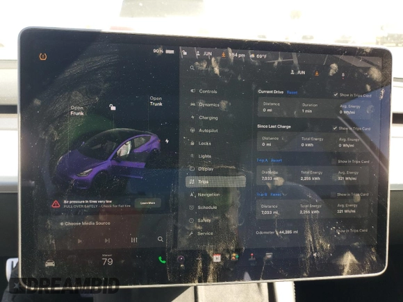 2021 Tesla Model 3 Performance with VIN 5YJ3E1EC5MF077493, listed as a Copart auction lot 48067045 with 44,285 mi miles and Salvage Title. Bid and sale history available at DreamBid. Image 9.
