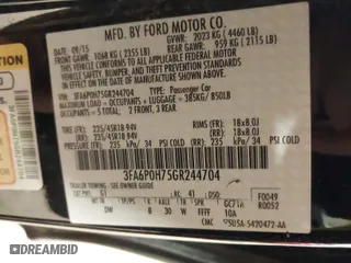 2016 Ford Fusion SE with VIN 3FA6P0H75GR244704, listed as a IAAI auction lot 41278801 with 222,530 mi miles. Bid and sale history available at carsss.com. Image 9.