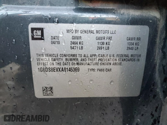 2010 Cadillac CTS Premium z VIN 1G6DS8EVXA0145369, wystawiony jako Copart lot #78747344 z przebiegiem Nie podano mil oraz Nie do naprawy • Non repairable. Historia ofert i sprzedaży dostępna na DreamBid. Obrazek 13.