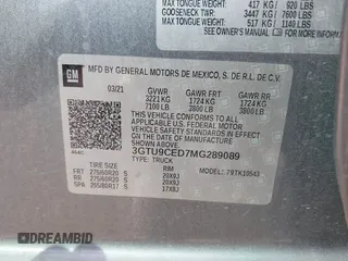 2021 GMC Sierra 1500 Elevation with VIN 3GTU9CED7MG289089, listed as a IAAI auction lot 41750582 with 63,351 mi miles and . Bid and sale history available at DreamBid. Image 9.