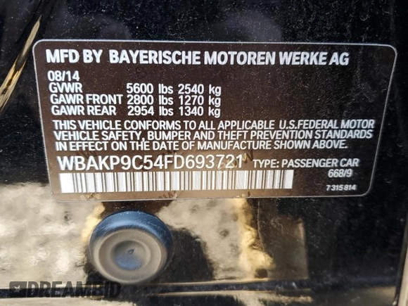 2015 BMW 5 Series 550i xDrive с VIN WBAKP9C54FD693721, выставлен на аукционе Copart как лот 83348714 с пробегом 59 993 миль миль и Списание • Salvage title. История ставок и продаж доступна на DreamBid. Изображение 12.