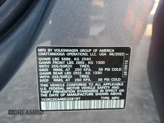 2022 Volkswagen Atlas SE with VIN 1V2KC2CA4NC228197, listed as a Copart auction lot 81079604 with 18,780 mi miles and Salvage title. Bid and sale history available at DreamBid. Image 12.