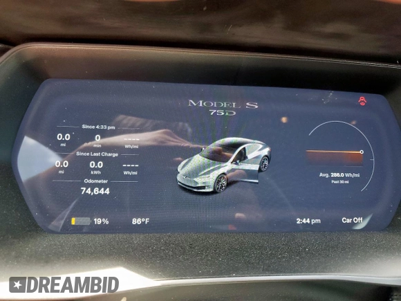 2018 Tesla Model S 75D с VIN 5YJSA1E21JF260383, выставлен на аукционе Copart как лот 61927665 с пробегом 74 644 миль миль и Списание • Salvage title. История ставок и продаж доступна на DreamBid. Изображение 9.