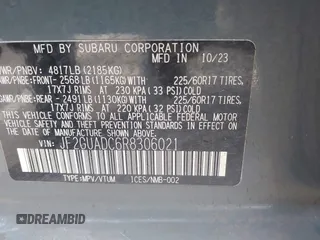 2024 Subaru Crosstrek Premium with VIN JF2GUADC6R8306021, listed as a IAAI auction lot 42078539 with 28,497 mi miles and . Bid and sale history available at DreamBid. Image 9.