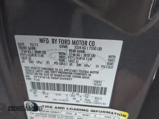 2011 Ford F-150 XLT with VIN 1FTFW1ET8BFD05957, listed as a IAAI auction lot 42511809 with 125,921 mi miles and . Bid and sale history available at DreamBid. Image 9.