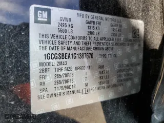 2016 Chevrolet Colorado 2WD WT with VIN 1GCGSBEA1G1387670, listed as a Copart auction lot 47620285 with 162,822 mi miles and Salvage Title. Bid and sale history available at carsss.com. Image 14.