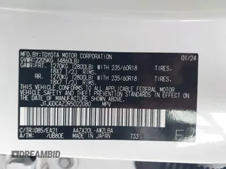 2024 Lexus NX 250 Premium z VIN JTJGDCAZ2R5022080, wystawiony jako IAAI lot #42020862 z przebiegiem 9922 mil mil oraz . Historia ofert i sprzedaży dostępna na DreamBid. Obrazek 9.