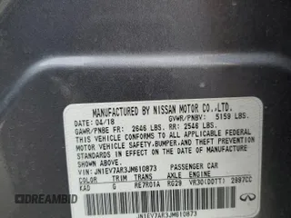 2018 Infiniti Q50 3.0t LUXE with VIN JN1EV7AR3JM610873, listed as a Copart auction lot 48164755 with 107,018 mi miles and Salvage Title. Bid and sale history available at carsss.com. Image 12.