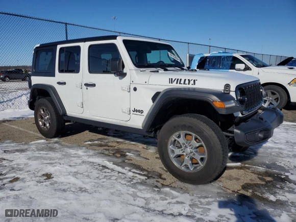 2024 Jeep Wrangler Sport S with VIN 1C4PJXDG1RW284860, listed as a Copart auction lot 84163654 with 1,542 mi miles and Salvage Title. Bid and sale history available at carsss.com. Image 4.