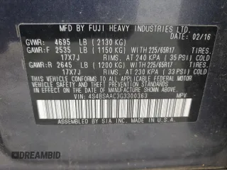 2016 Subaru Outback 2.5i with VIN 4S4BSAAC3G3300363, listed as a Copart auction lot 54245865 with 163,935 mi miles and Salvage title. Bid and sale history available at DreamBid. Image 12.