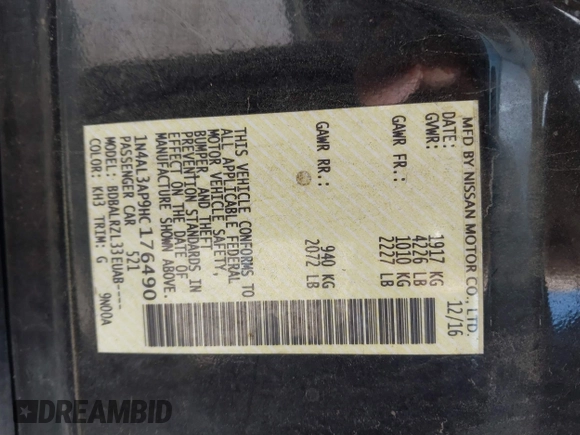 2017 Nissan Altima SV z VIN 1N4AL3AP9HC176490, wystawiony jako IAAI lot #41341165 z przebiegiem 155 020 mil mil oraz . Historia ofert i sprzedaży dostępna na DreamBid. Obrazek 9.