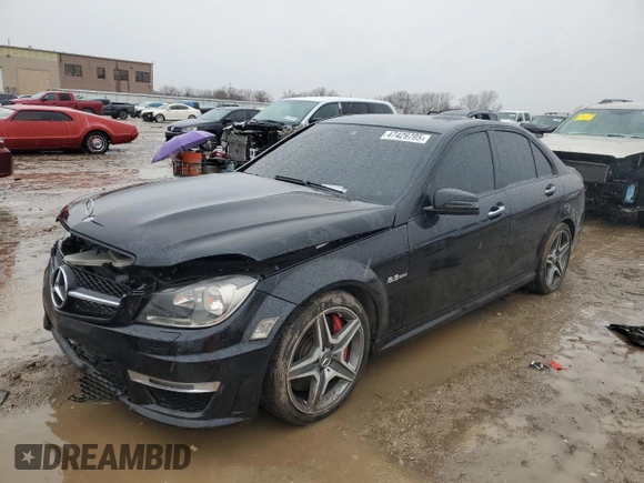 2012 Mercedes-Benz C 63 AMG with VIN WDDGF7HBXCA652494, listed as a Copart auction lot 47429705 with 133,161 mi miles and Salvage Title. Bid and sale history available at carsss.com. Image 1.