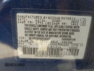 2017 Nissan Sentra SR z VIN 3N1AB7AP9HY232457, wystawiony jako IAAI lot #42120556 z przebiegiem 37 751 mil mil oraz . Historia ofert i sprzedaży dostępna na DreamBid. Obrazek 9.