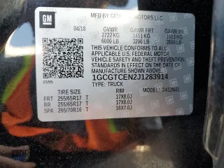 2018 Chevrolet Colorado 4WD LT with VIN 1GCGTCEN2J1283914, listed as a Copart auction lot 59359295 with 140,398 mi miles and Salvage title. Bid and sale history available at DreamBid. Image 13.