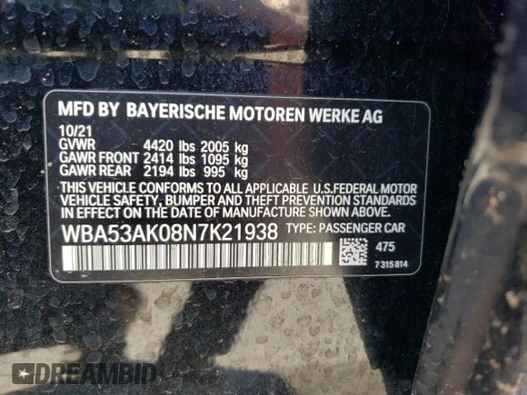 2022 BMW 2 Series 228i z VIN WBA53AK08N7K21938, wystawiony jako Copart lot #47484115 z przebiegiem 61 857 mil mil oraz Szkoda całkowita • Salvage title. Historia ofert i sprzedaży dostępna na DreamBid. Obrazek 12.