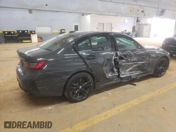 2024 BMW 3 Series M340i xDrive with VIN 3MW49FF07R8E07606, listed as a Copart auction lot 43649495 with 0 mi miles and Salvage Title. Bid and sale history available at carsss.com. Image 3.