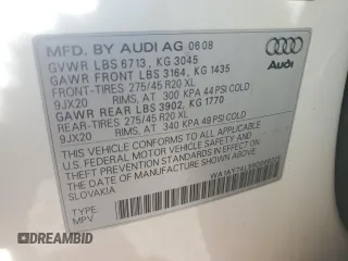 2009 Audi Q7 with VIN WA1AY74L59D006225, listed as a Copart auction lot 61760315 with 126,247 mi miles and Salvage title. Bid and sale history available at DreamBid. Image 13.