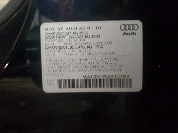 2010 Audi Q5 Premium with VIN WA1CKAFP8AA070059, listed as a Copart auction lot 85729634 with 162,294 mi miles and Salvage Title. Bid and sale history available at carsss.com. Image 13.