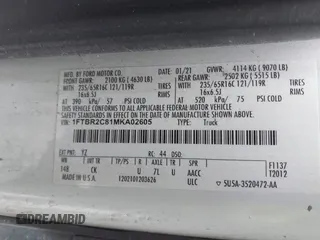 2021 Ford Transit Cargo с VIN 1FTBR2C81MKA02605, выставлен на аукционе IAAI как лот 41804703 с пробегом 94 481 миль миль и . История ставок и продаж доступна на DreamBid. Изображение 9.
