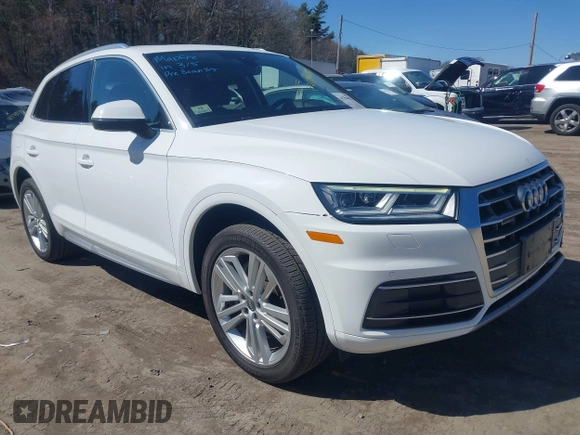 2018 Audi Q5 Premium Plus with VIN WA1BNAFY2J2082584, listed as a IAAI auction lot 41794887 with 53,877 mi miles. Bid and sale history available at carsss.com. Image 1.