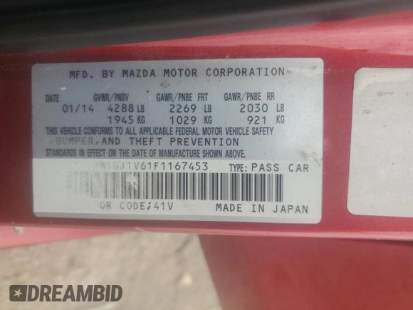 2015 Mazda 6 i Touring with VIN JM1GJ1V61F1167453, listed as a Copart auction lot 51295625 with 151,013 mi miles and Salvage Title. Bid and sale history available at carsss.com. Image 15.