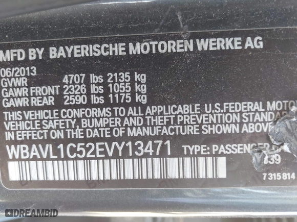 2014 BMW X1 xDrive28i with VIN WBAVL1C52EVY13471, listed as a IAAI auction lot 41828415 with 1 mi miles. Bid and sale history available at carsss.com. Image 9.