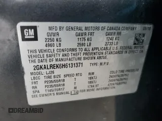 2017 GMC Terrain Denali with VIN 2GKALREK6H6131371, listed as a Copart auction lot 41731835 with 121,715 mi miles and Salvage title. Bid and sale history available at DreamBid. Image 13.