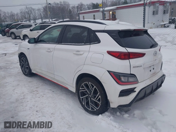 2023 Hyundai Kona N Line with VIN KM8K3CA30PU932711, listed as a IAAI auction lot 41296740 with 53,994 mi miles. Bid and sale history available at carsss.com. Image 3.