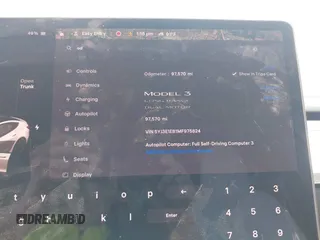 2021 Tesla Model 3 Long Range z VIN 5YJ3E1EB1MF975824, wystawiony jako IAAI lot #42146968 z przebiegiem 97 570 mil mil oraz . Historia ofert i sprzedaży dostępna na DreamBid. Obrazek 7.