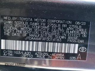 2023 Toyota Crown XLE with VIN JTDAAAAFXP3014183, listed as a Copart auction lot 77091804 with 16,366 mi miles and Salvage Title. Bid and sale history available at carsss.com. Image 12.