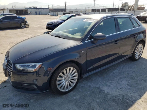 2017 Audi A3 Sportback e-tron Premium Plus with VIN WAUTPBFF3HA108955, listed as a Copart auction lot 65439884 with 130,608 mi miles and Salvage Title. Bid and sale history available at carsss.com. Image 1.