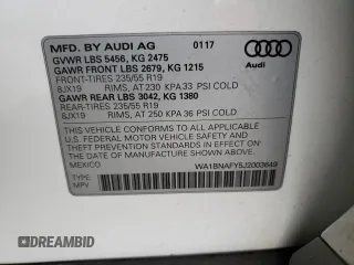 2018 Audi Q5 Premium Plus with VIN WA1BNAFY5J2003649, listed as a Copart auction lot 66084292 with 72,292 mi miles. Bid and sale history available at carsss.com. Image 13.
