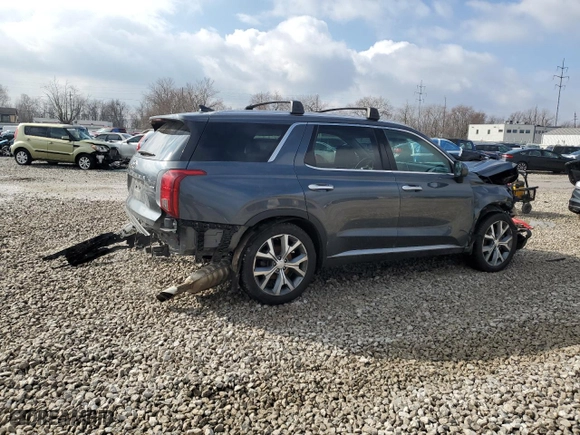 2021 Hyundai Palisade SEL with VIN KM8R4DHE0MU194882, listed as a Copart auction lot 46264735 with 56,921 mi miles and Salvage Title. Bid and sale history available at carsss.com. Image 3.