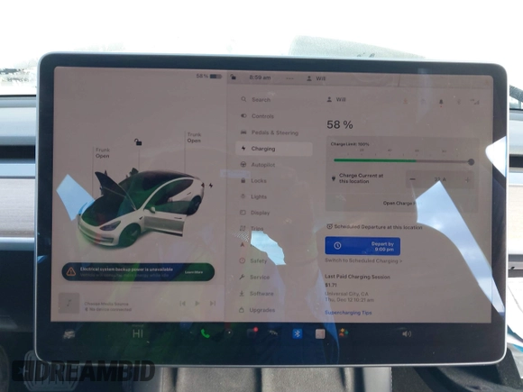 2022 Tesla Model 3 with VIN 5YJ3E1EA1NF167711, listed as a IAAI auction lot 41594266 with 50,554 mi miles and . Bid and sale history available at DreamBid. Image 17.
