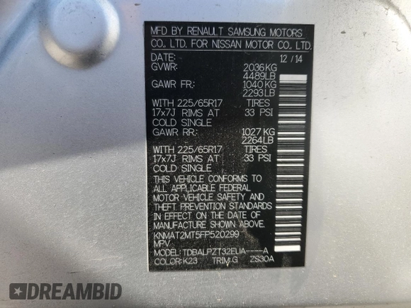 2015 Nissan Rogue S with VIN KNMAT2MT5FP520299, listed as a Copart auction lot 74942144 with 116,770 mi miles and Salvage Title. Bid and sale history available at carsss.com. Image 14.