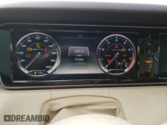 2015 Mercedes-Benz S-Class S 63 AMG with VIN WDDXJ7JBXFA007650, listed as a Copart auction lot 81822513 with 77,294 mi miles and Clean Title. Bid and sale history available at carsss.com. Image 9.