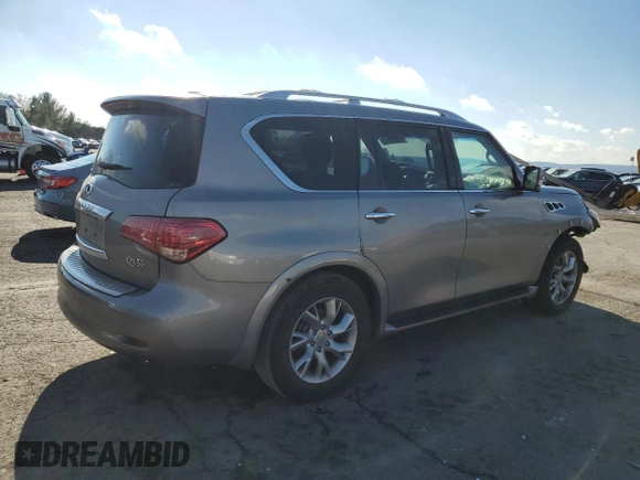 2012 Infiniti QX56 7-passenger with VIN JN8AZ2NE4C9020833, listed as a Copart auction lot 80353974 with 201,872 mi miles and Salvage Title. Bid and sale history available at carsss.com. Image 3.