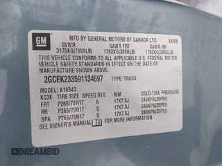 2009 Chevrolet Silverado 1500 LT with VIN 2GCEK233591134697, listed as a IAAI auction lot 41716904 with 211,681 mi miles and . Bid and sale history available at DreamBid. Image 9.
