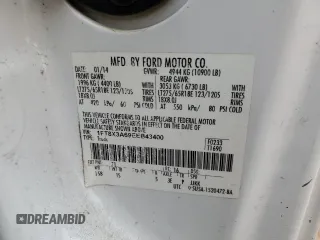 2014 Ford F-350 XL с VIN 1FT8X3A69EEB43400, выставлен на аукционе Copart как лот 60288145 с пробегом 239 618 миль миль и Списание • Salvage title. История ставок и продаж доступна на DreamBid. Изображение 12.