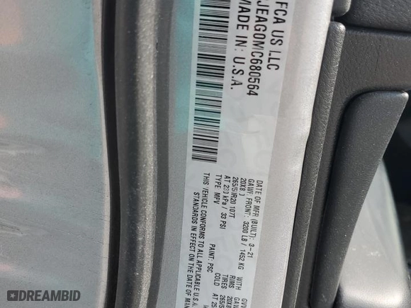 2021 Jeep Grand Cherokee Laredo X with VIN 1C4RJEAG0MC680564, listed as a Copart auction lot 75629034 with 75,072 mi miles and Salvage Title. Bid and sale history available at carsss.com. Image 14.