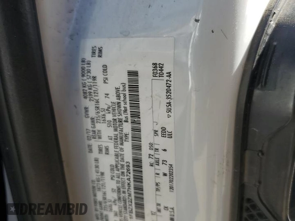 2017 Ford Transit XL with VIN 1FBZX2ZM7HKA72693, listed as a Copart auction lot 51142645 with 146,063 mi miles and Salvage Title. Bid and sale history available at DreamBid. Image 13.