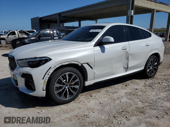 2022 BMW X6 xDrive40i with VIN 5UXCY6C06N9J13344, listed as a Copart auction lot 49278715 with 83,632 mi miles and Clean Title. Bid and sale history available at carsss.com. Image 1.