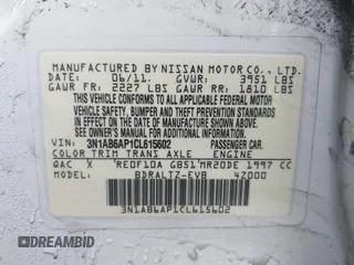 2012 Nissan Sentra SR with VIN 3N1AB6AP1CL615602, listed as a IAAI auction lot 41957254 with Not Provided miles and . Bid and sale history available at DreamBid. Image 9.