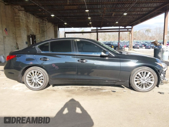 2023 Infiniti Q50 Luxe with VIN JN1EV7BR0PM542376, listed as a IAAI auction lot 41215300 with 25,792 mi miles and . Bid and sale history available at DreamBid. Image 14.
